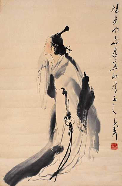 王子武 仕女 立轴